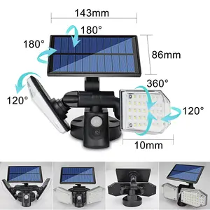 Extrastar 3.7W LED Solar Wall Lamp outdoor Garden Spike Floodlight PIR Sensor, 6500K, IP44