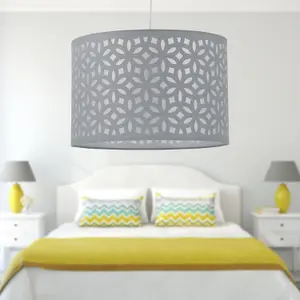 First Choice Lighting Grey Laser Cut 30cm Pendant Lightshade