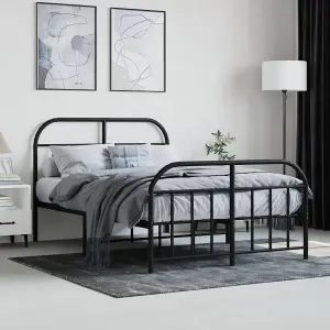 Berkfield Metal Bed Frame with Headboard and Footboard Black 120x190 cm