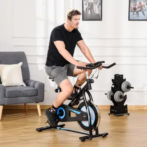 HOMCOM 8kg Flywheel Stationary Exercise Bike Indoor Cycling Cardio Workout Bike