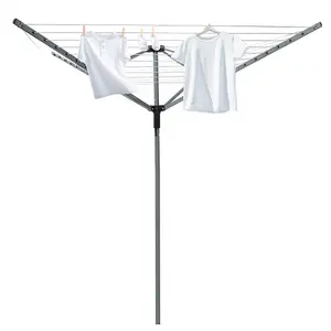 4 Arm 50M Heavy Duty Rotary Airer Steel Washing Line With Garden Outdoor Laundry Drying Folding Clothes Dryer