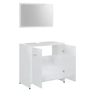 Berkfield 4 Piece Bathroom Furniture Set High Gloss White Engineered Wood