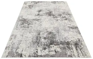 Grey Abstract Modern Easy to Clean Abstract Rug For Dining Room Bedroom And LivingRoom-80 X 240cm (Runner)