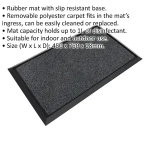 Premium Slip Resistant Rubber Disinfection Mat 750mm x 450mm for Hygiene Safety