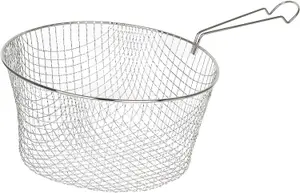 22cm Non-Stick Chip Pan with Lid & Basket - Aluminum, Easy Clean, Ergonomic Heat Resistant Handle, Dishwasher Safe - FS080