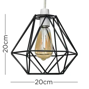 ValueLights Diablo Modern Geometric Black Metal Basket Cage Ceiling Pendant Light Shade