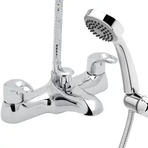 Deva Lace Deck Mounted Bath Shower Mixer Taps - Chrome - Modern Bathtub Filler Handset Tap Kit