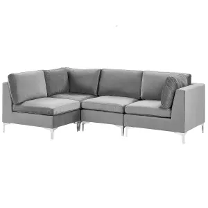 Corner Sofa EVJA Grey Velvet Right Hand