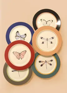 Rozi Blossom Collection Porcelain Dinner Plates, Set of 6