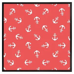 Anchors on red background (Picutre Frame) / 30x30" / Oak