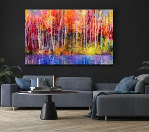 Abstract Forest Colour Strokes Canvas Print Wall Art - Medium 20 x 32 Inches