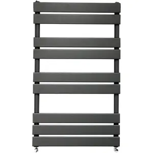 Flat Panel Heated Towel Rail Radiator Bathroom Warmer Anthracite / 100cm H x 60cm W x 6.2cm D