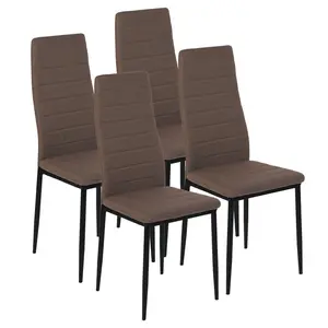 Upholstered Dining Chairs Set Of 4, Fabric Dining Chairs For Dining Room Restaurant (Brown) (Set of 4) Brown / White