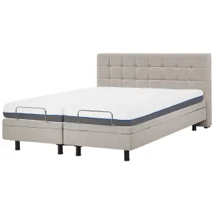 Fabric EU Super King Size Adjustable Bed Beige DUKE