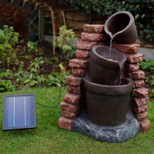 Gardenwize Garden Outdoor Solar Powered Corner Brick Wall Water Fountain Feature