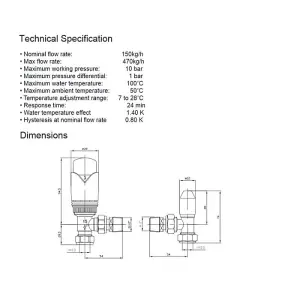 Designer Corner TRV Thermostatic Radiator Valves Brushed Brass Twin Pack - BR-TRV101C