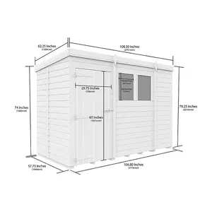 DIY Sheds 9x5 Pent Shed - Single Door Without Windows