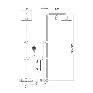 Matt Black Round Thermostatic Overhead Shower Kit with Sleek Basin Tap, Waterfall Bath Filler, and Pop Up Bath Waste