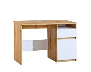 Arca AR7 Computer Desk - Modern Contrast in Oak Wotan & Arctic White, H795mm W1200mm D520mm