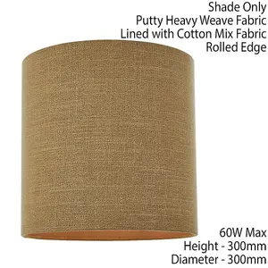 12" Round Drum Lamp Shade Brown Heavy Weave Fabric Modern Simple Light Cover