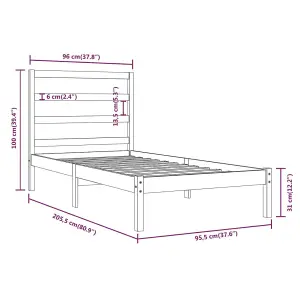 Berkfield Bed Frame Solid Wood Pine 90x200 cm Single