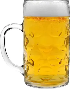 1.3L (2 Pints) German Beer Stein Mug - Large Dimpled Oktoberfest Glass Tankard With Handle - By Rink Drink