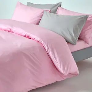 Homescapes Pink Egyptian Cotton Duvet Cover with Pillowcases 200 TC, Double