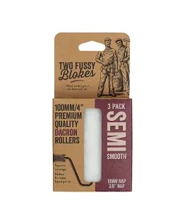 Two Fussy Blokes Dacron Semi Smooth Roller Refill Sleeves 4" (100mm) - 3 Pack