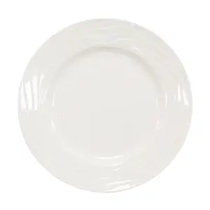 simpa 6PC Porcelain White Wave Dinner Plate Set.