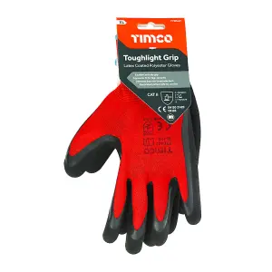 Timco - Toughlight Grip Gloves - Sandy Latex Coated Polyester (Size X Large - 1 Each)