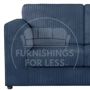 Luxor Marine Blue Jumbo Cord Large 5 Seater Corner Sofa Long Right Hand Facing - Full Back