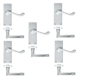 5 x Pairs of Victorian Scroll Satin Brushed Chrome Lever Latch Door Handles 120mm Long - Golden Grace