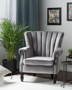 Wingback Chair SVEDALA Velvet Grey