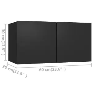 Berkfield TV Cabinets 4 pcs Black 60x30x30 cm Engineered Wood