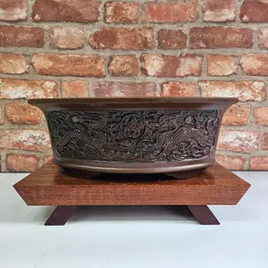 36cm Premium Unglazed Bonsai Pot - Oval - 36cm x 27cm x 13cm - Brown