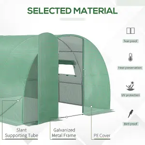 Outsunny 4 x 3M Walk-in Garden Polytunnel Greenhouse Galvanised Steel W/ Door