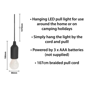 Battery Operated LED Hanging Pull Light for Camping - Pack of 5