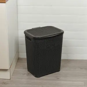 Plastic Laundry Basket Black