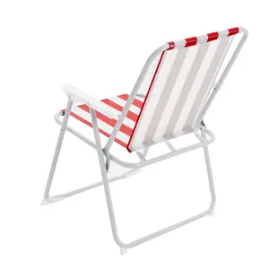 Harbour Housewares - Folding Metal Beach Chairs - Red Stripe - Pack of 2