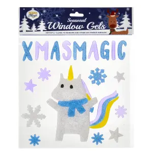 3D Fun Christmas Window Stickers Gel, 4 Assorted Festive Gel Sheets