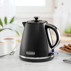 Daewoo Stirling Pyramid Kettle and 2 Slice Toaster Set 1.7L 3KW Fast Boil 7 Browning Levels Black SDA2679GE