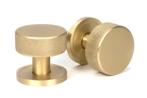 Satin Brass Brompton Mortice/Rim Knob Set (Plain)