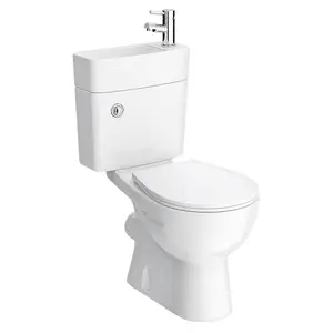 Nes Home Modern 2 in 1 Compact Combo White Basin and Close Coupled Toilet