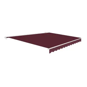 Primrose Awnings 3.5m x 2.5m Retractable Manual Half Cassette Burgundy Awning Outdoor Patio Canopy