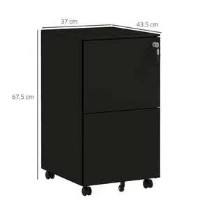 37cm Wide 2 -Drawer Mobile Steel File Cabinet Black