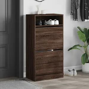 Berkfield Shoe Cabinet Brown Oak 60x34x116 Engineered Wood