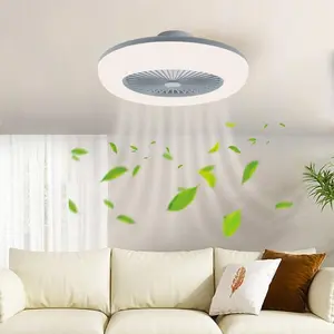 55cm LED Ceiling Fan with Remote Control and Light Kit Included Grey