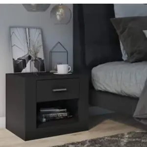 Sleek Black Bedside Cabinet for Modern Bedroom Storage