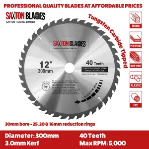 Saxton TCT30040T TCT Circular Blade 300mm x 40T