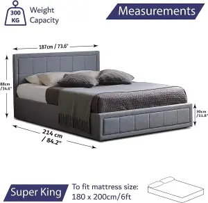 Super King Grey Ottoman Storage Bed Frame Gas Lifting